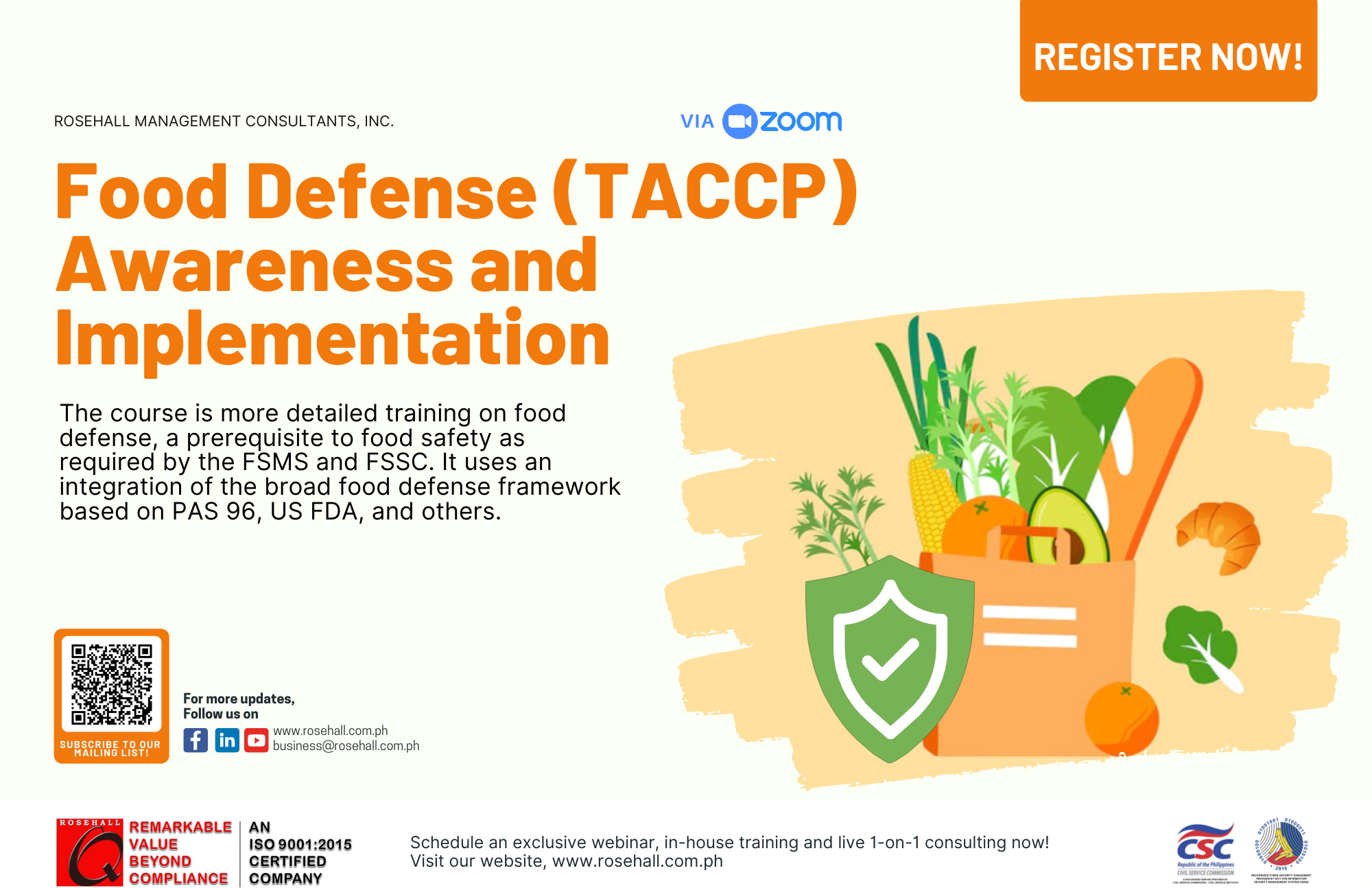 Food Defense Awareness And Implementation ROSEHALL Management 